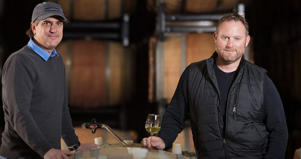 Michael Sebastiani and Paul Giusto photo in barrel room