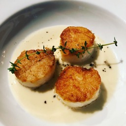 Plate of Seared Scallops with Citrus Beurre Blanc