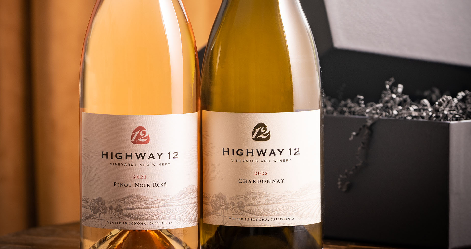 Bottle shot of Highway 12 Chardonnay and Rosé