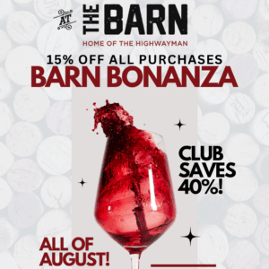 Poster of Barn Bonanza sale with glass of wine